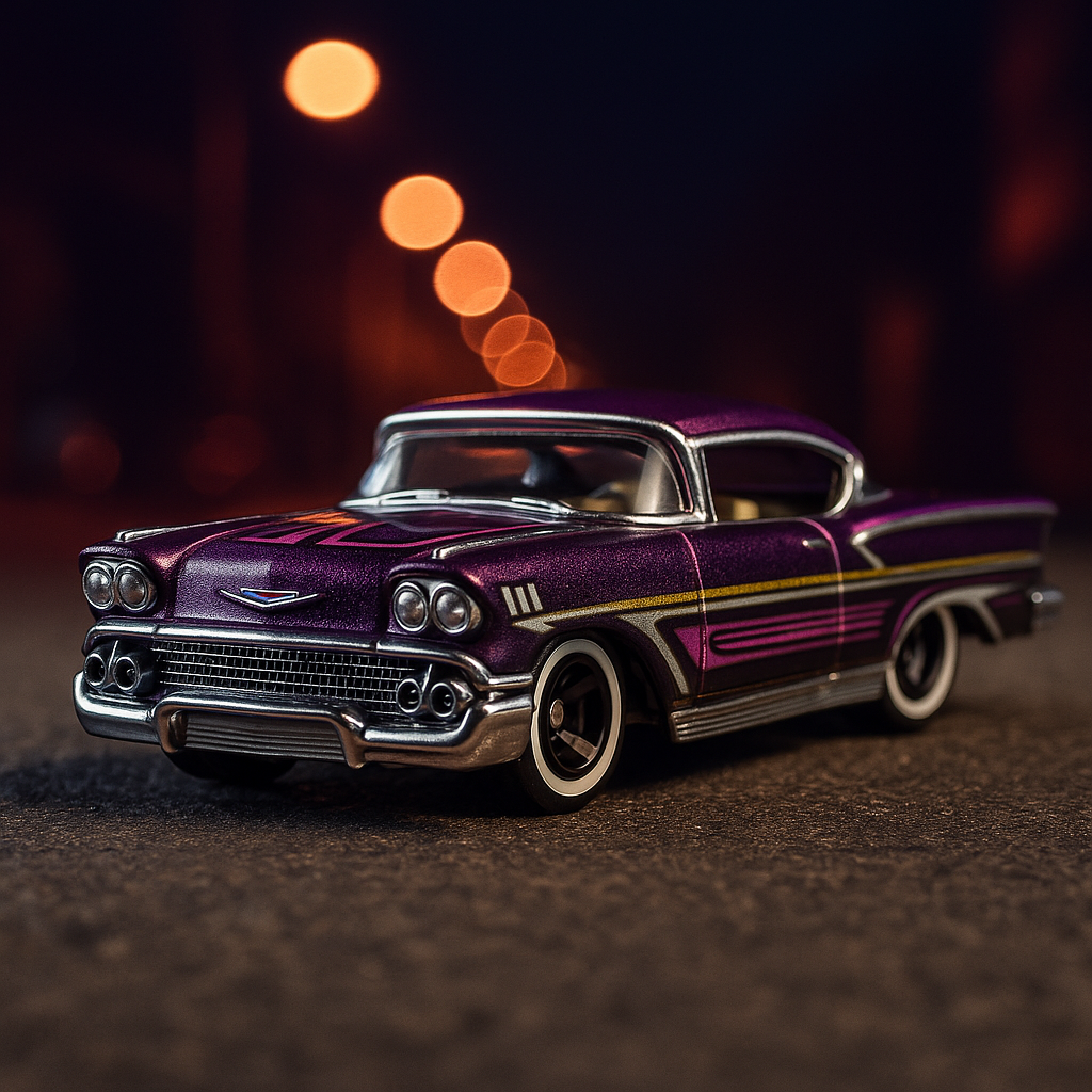 Hot Wheels ’58 Chevy Impala – Rod Squad | Purple Lowrider | 111/250 (2022) Mint Carded