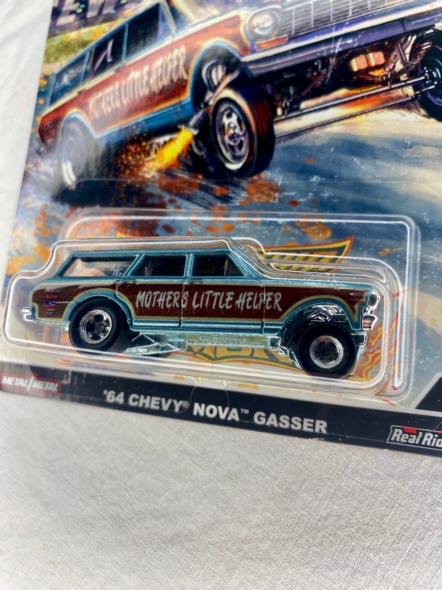 Hot Wheels Car Culture Drag Strip Demons ‘64 Chevy Nova Gasser – Mother’s Little Helper | Real Riders