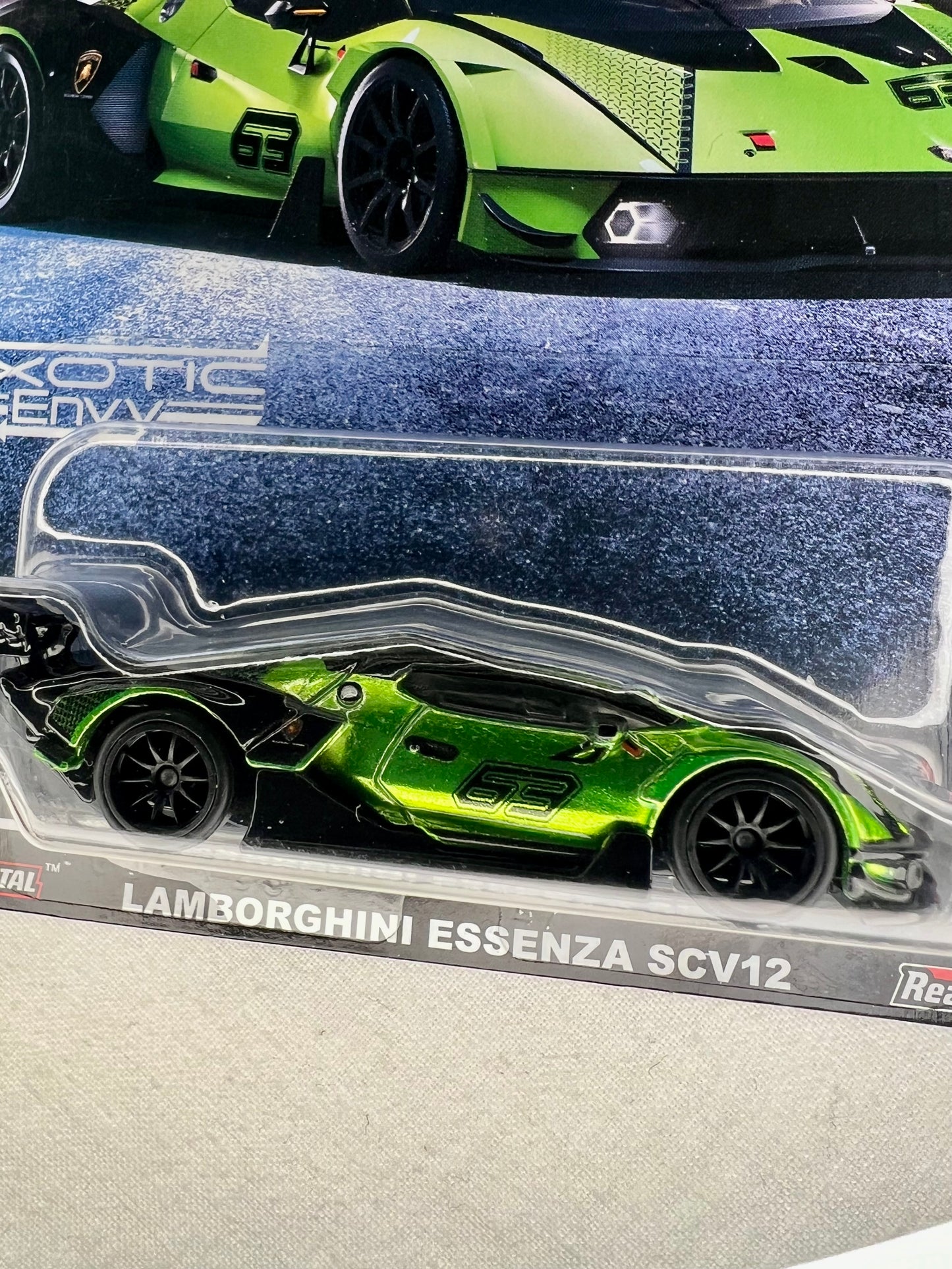 Hot Wheels Premium Lamborghini Essenza SCV12 – Exotic Envy 5/5 – Real Riders – Mint Card