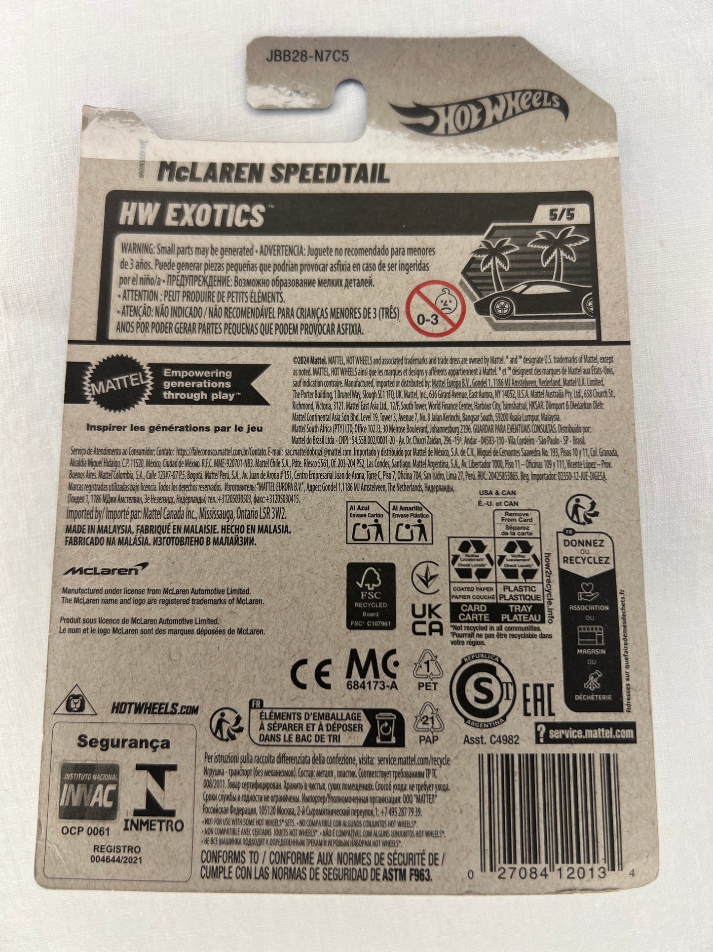 Hot Wheels McLaren Speedtail – Red – 2023 HW Exotics 5/5 – #209/250 – Mint Card