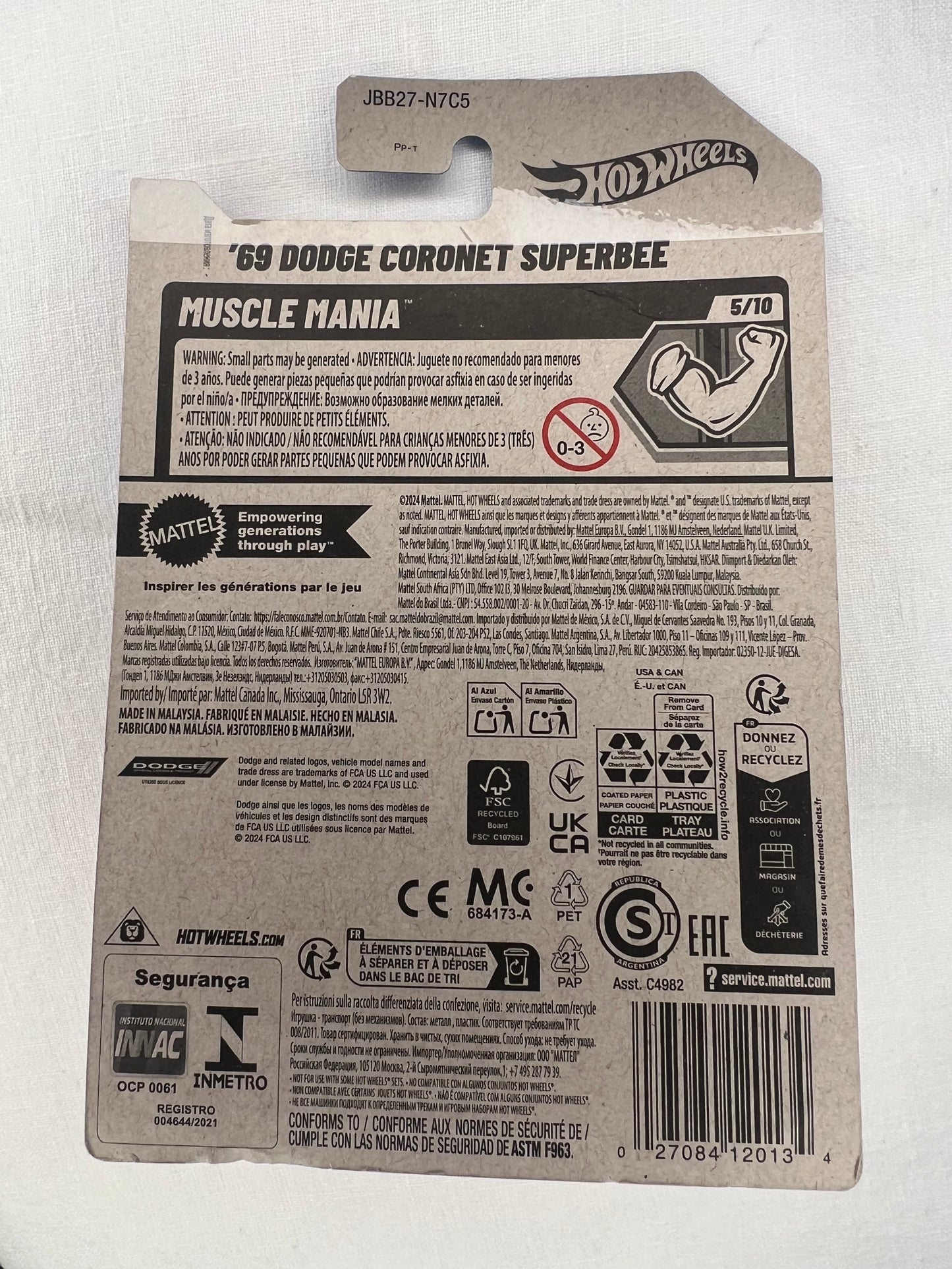 Hot Wheels ’69 Dodge Coronet Superbee – Yellow/Black – 2023 Muscle Mania 5/10