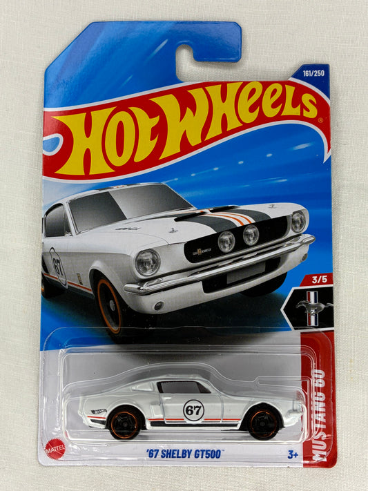 Hot Wheels ’67 Shelby GT500 | White with Red & Black Racing Stripes | Mustang 60th | Mint Card