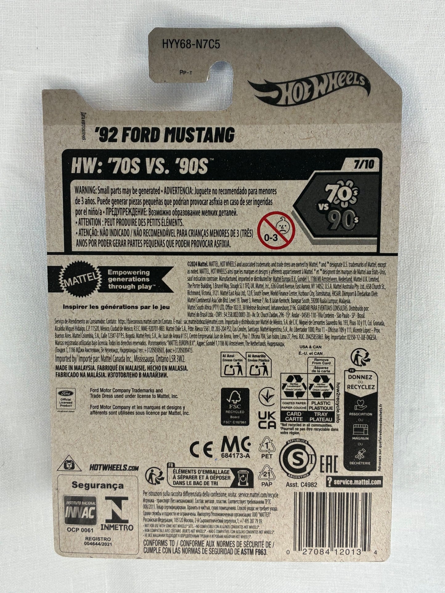 Hot Wheels ’92 Ford Mustang – Black & Red – HW: 70s vs 90s – 2025 Series 7/10 – Mint Card