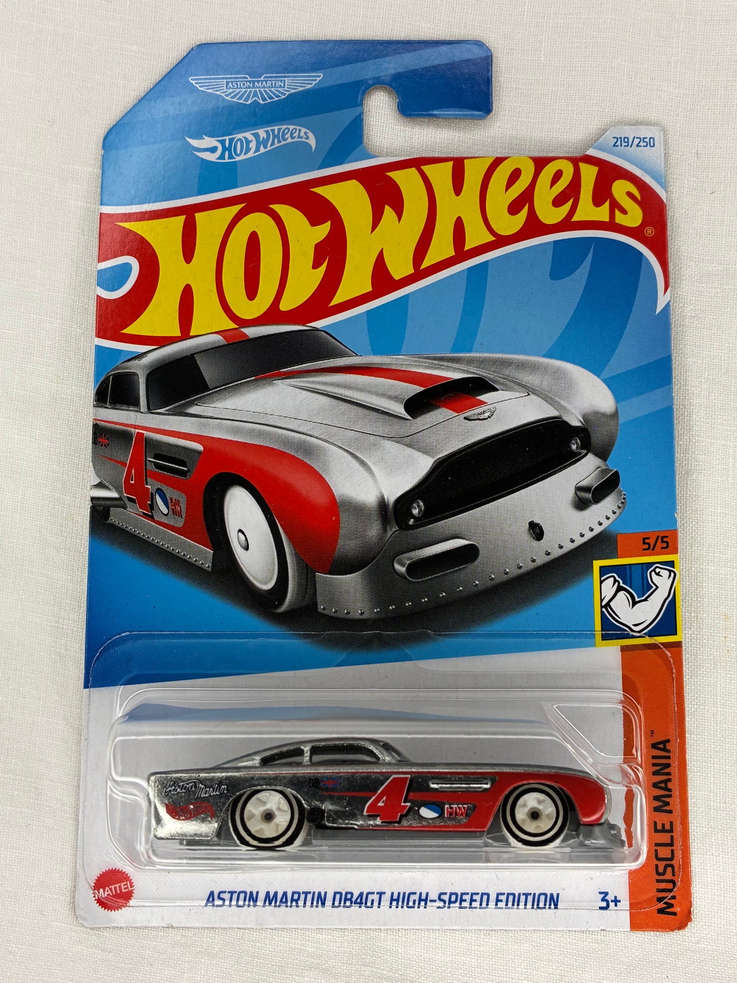 Hot Wheels Aston Martin DB4GT High-Speed Edition | Muscle Mania | Silver/Red | Mint Card