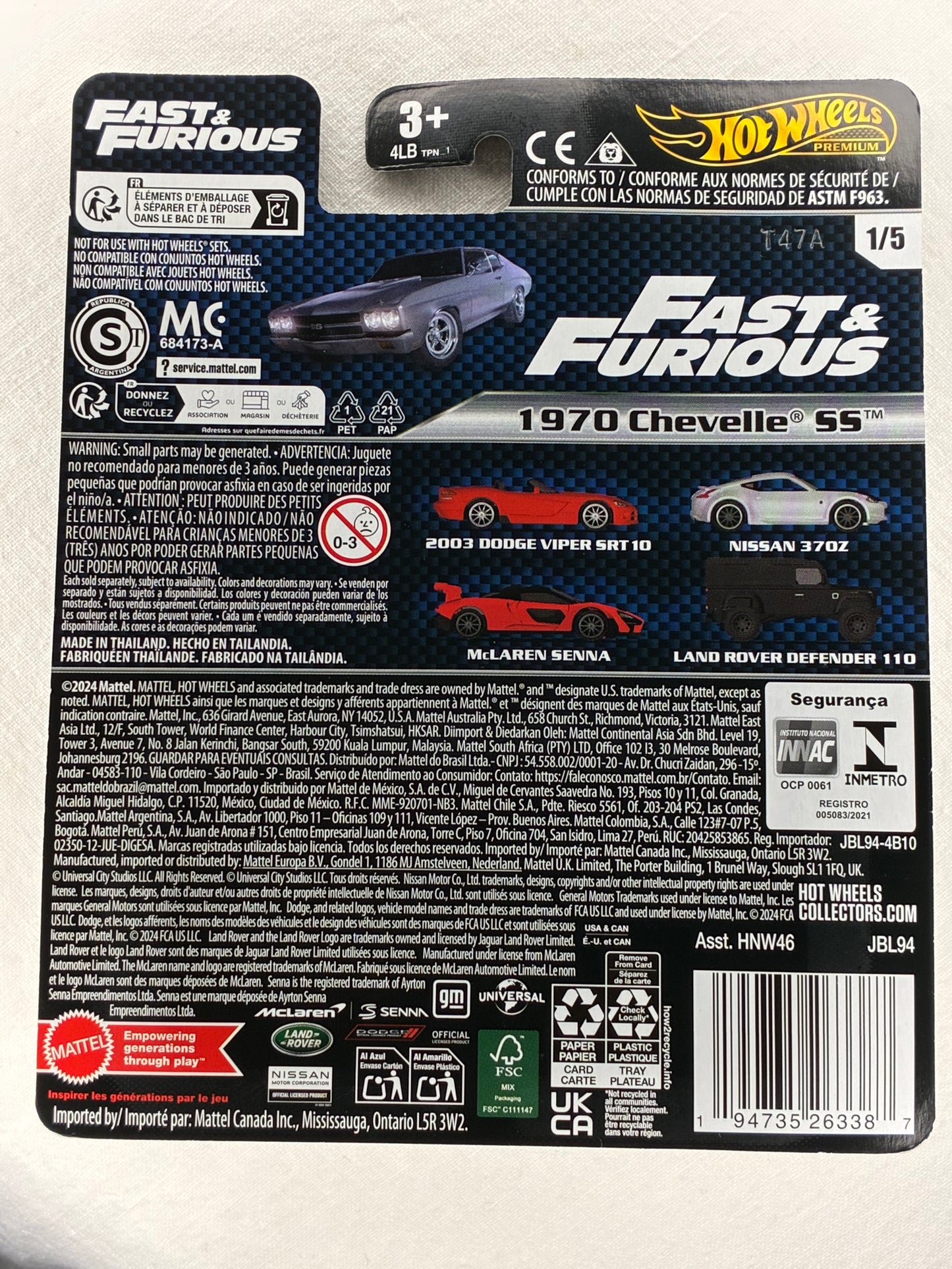 Hot Wheels Premium – 1970 Chevelle SS (Fast & Furious) | 1/5 | Real Riders