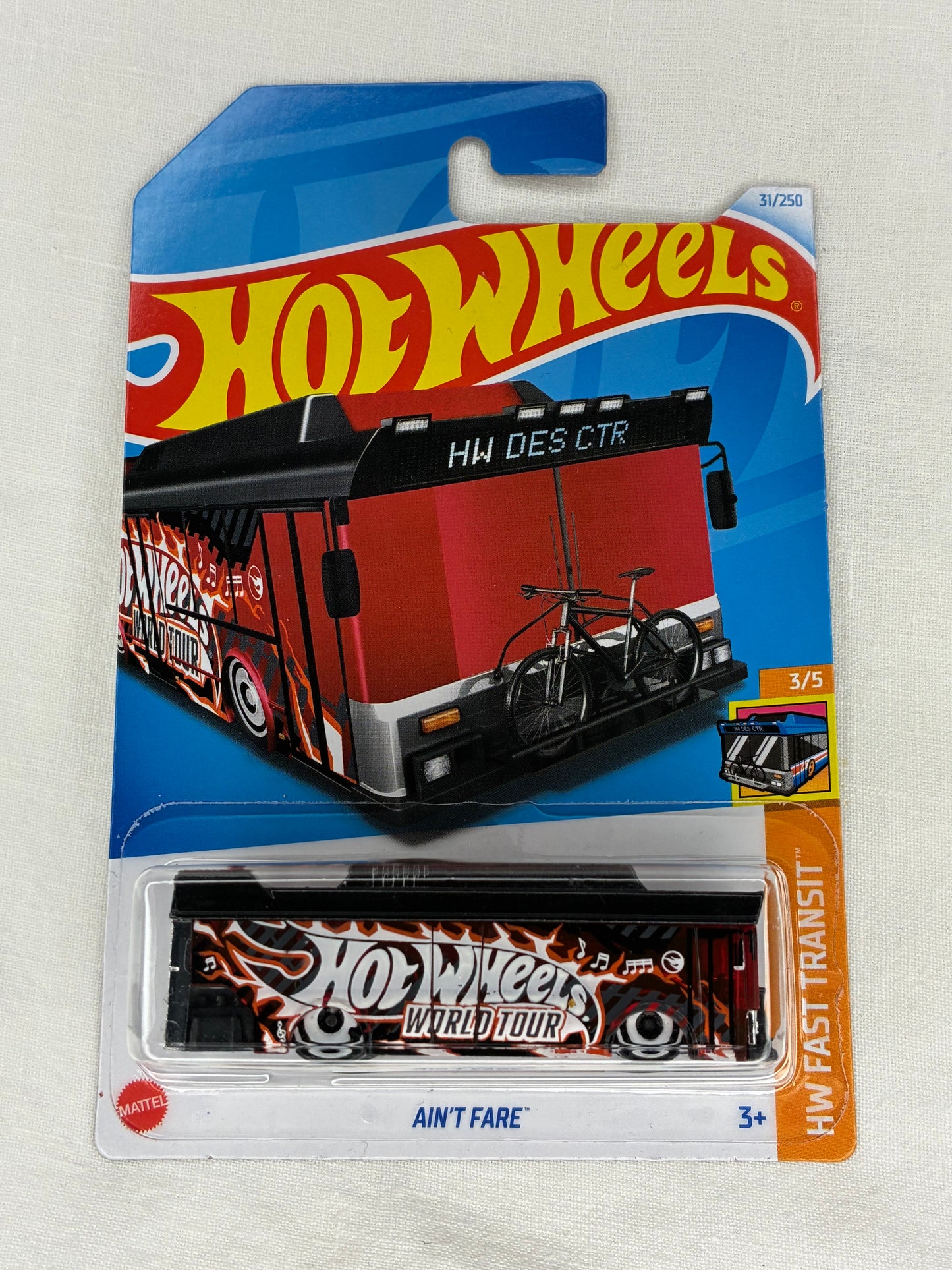 Hot Wheels Ain’t Fare – 2023 Treasure Hunt – HW Metro 3/5 – World Tour Livery – Mint Card