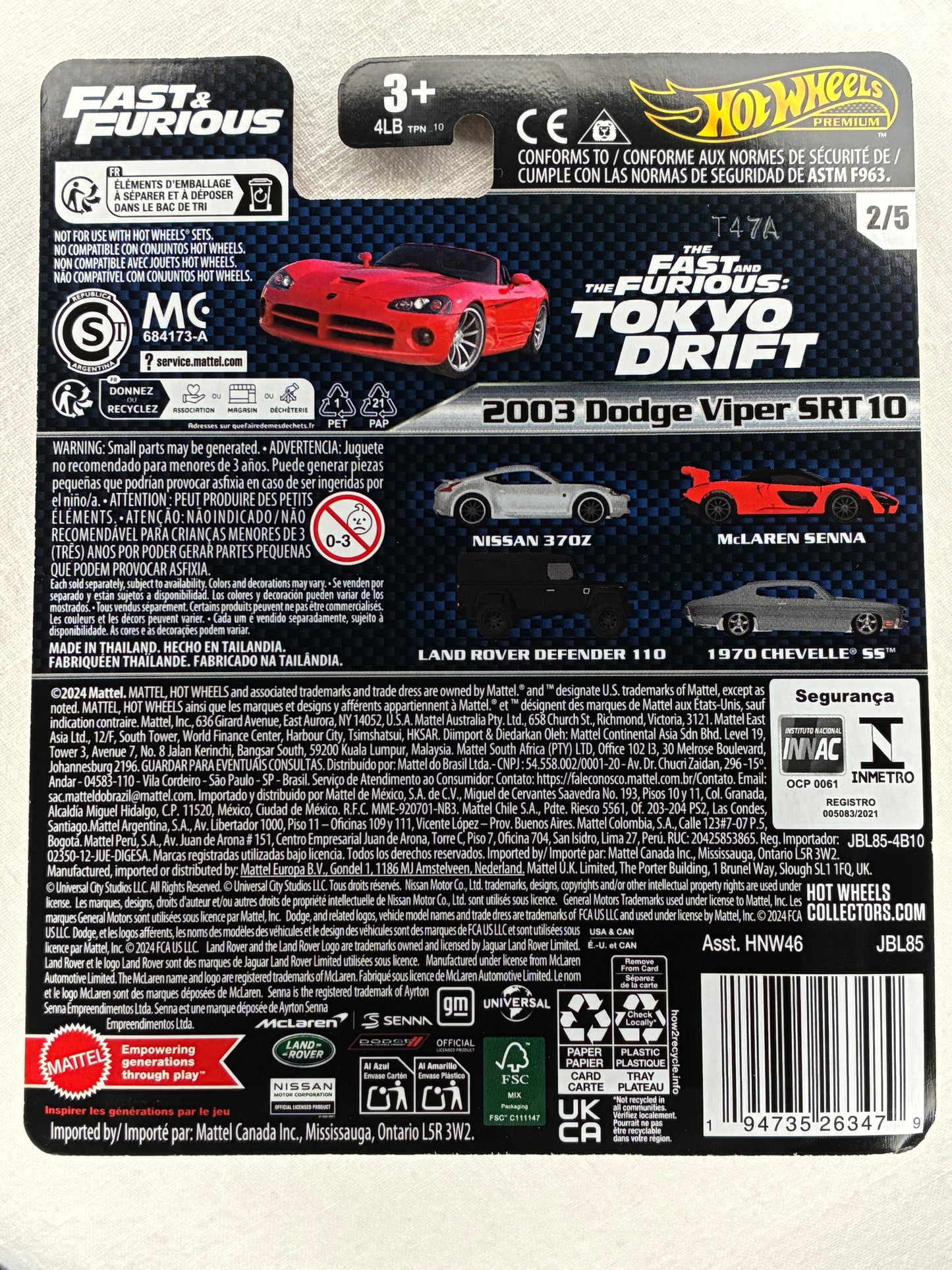 Hot Wheels Premium 2003 Dodge Viper SRT10 – Fast & Furious, Real Riders