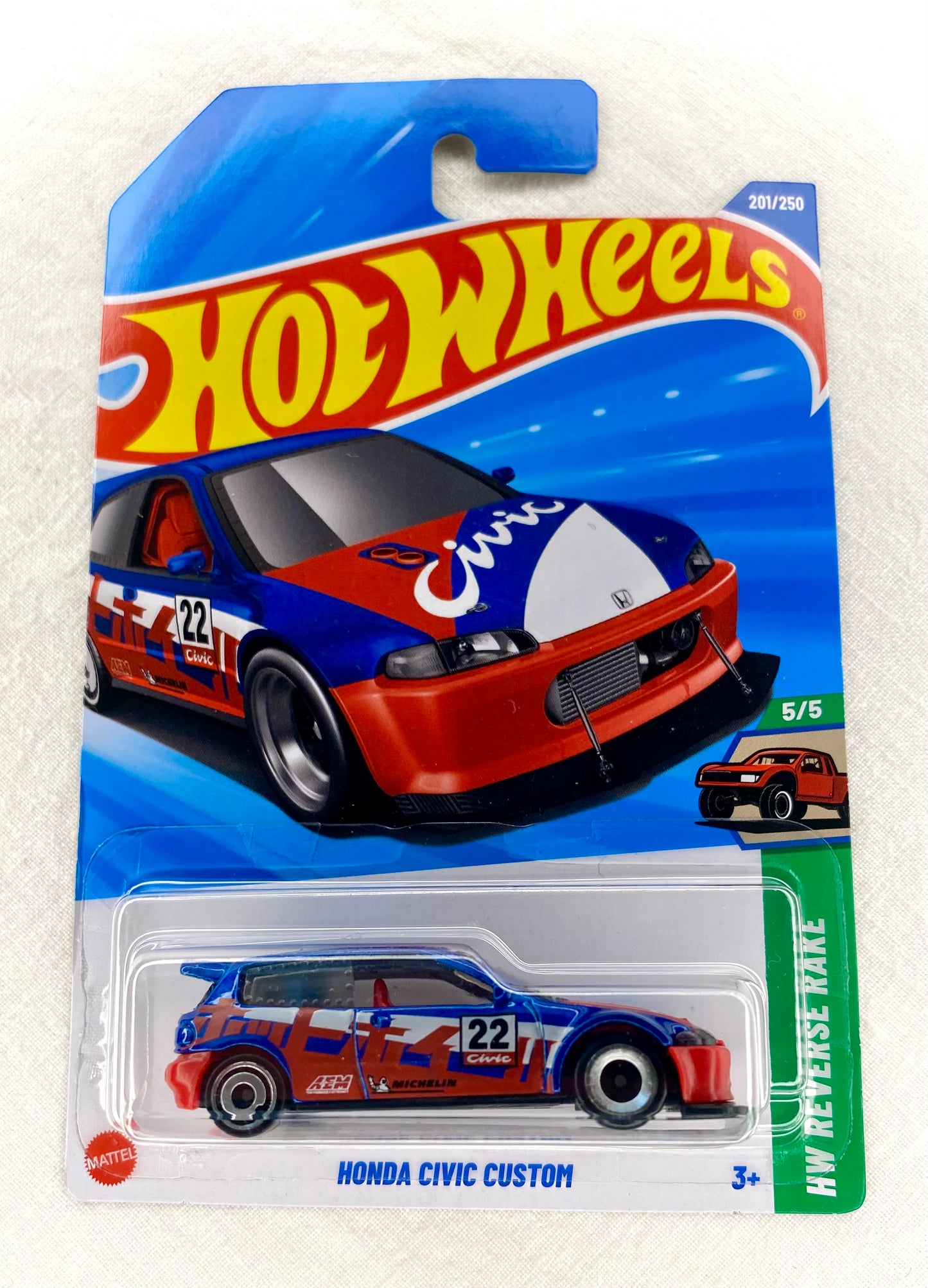 Hot Wheels Honda Civic Custom – JDM 2024 (201/250, 5/5) – Mint Card
