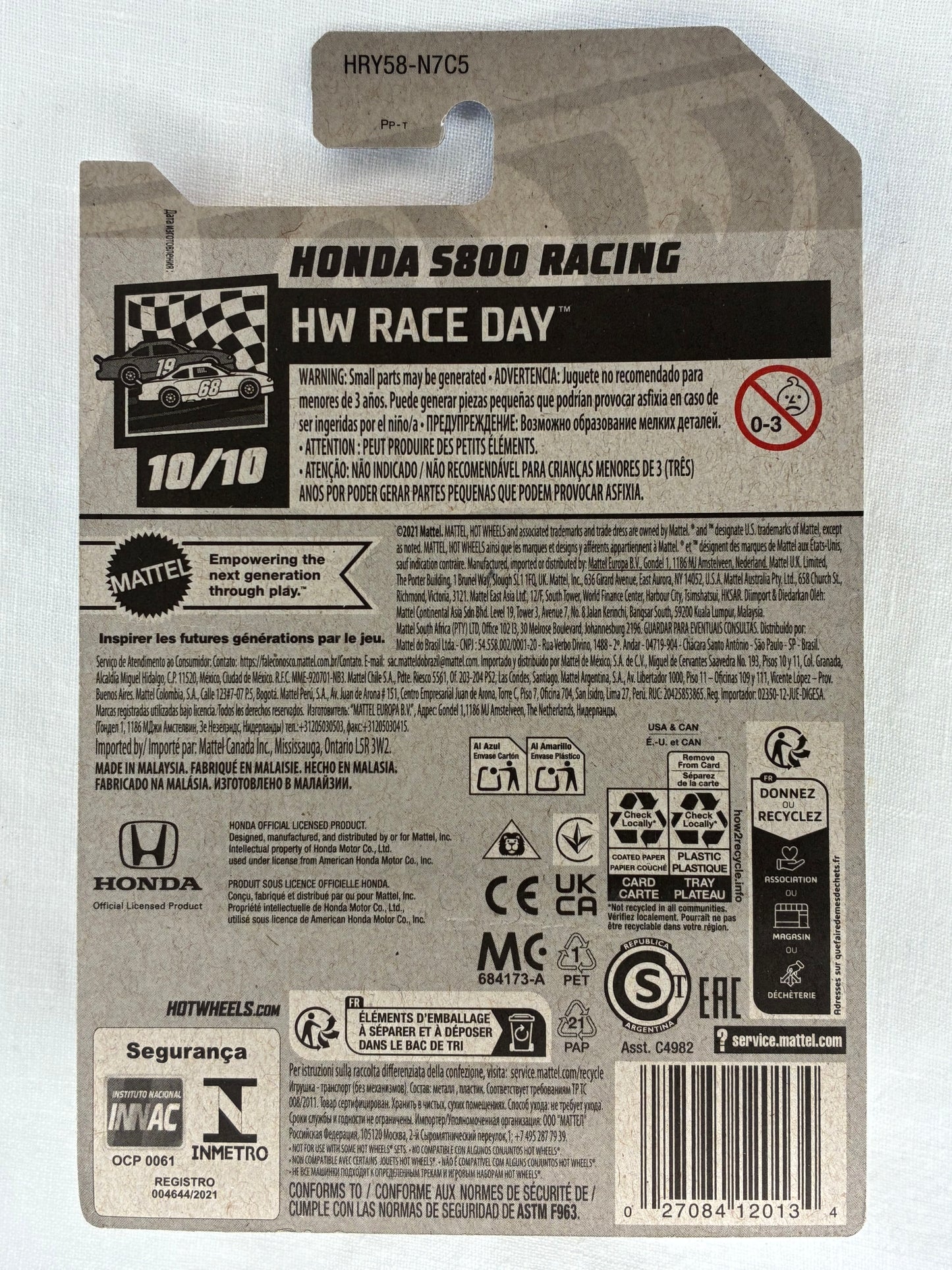 Hot Wheels Honda S800 Racing | Yellow | HW Race Day | Mint Card