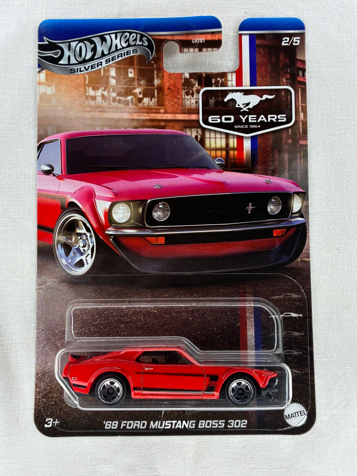 Hot Wheels ’69 Ford Mustang Boss 302 – Red – Silver Series 2025 – 60 Years Mustang 2/5 – Mint Card