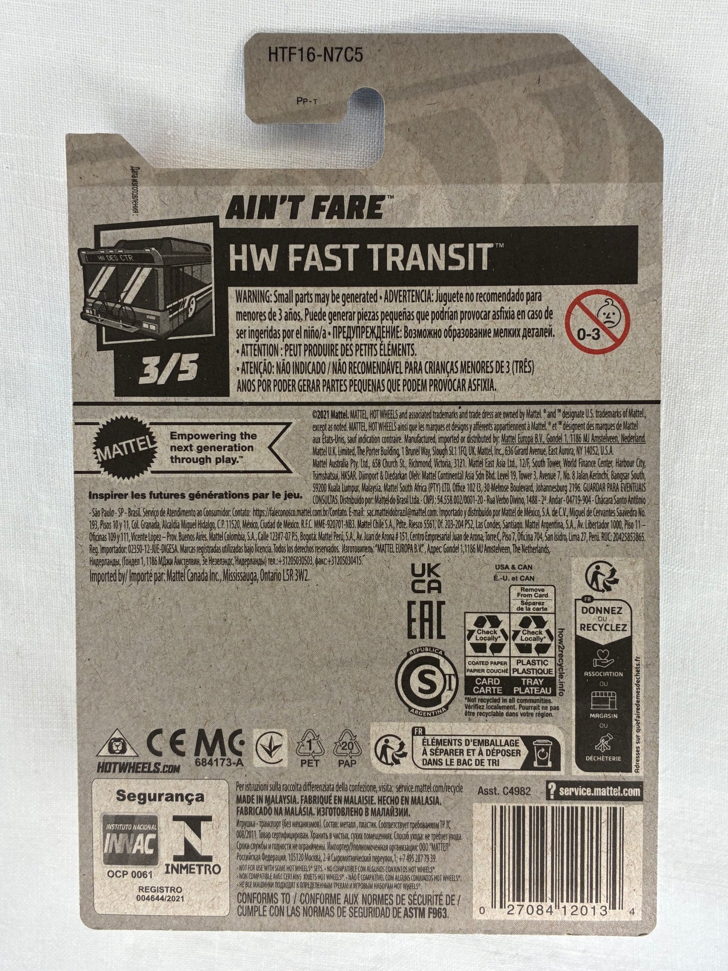 Hot Wheels Ain’t Fare – 2023 Treasure Hunt – HW Metro 3/5 – World Tour Livery – Mint Card