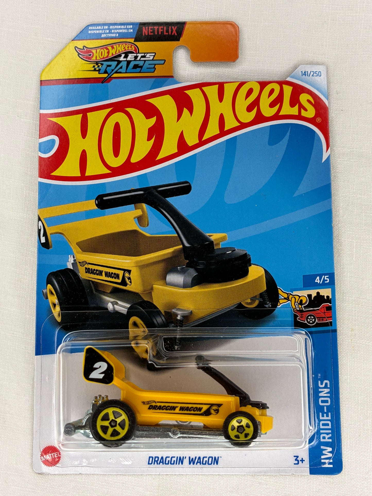 Hot Wheels Draggin’ Wagon – Treasure Hunt – HW Ride-Ons – 141/250 – Mint Card