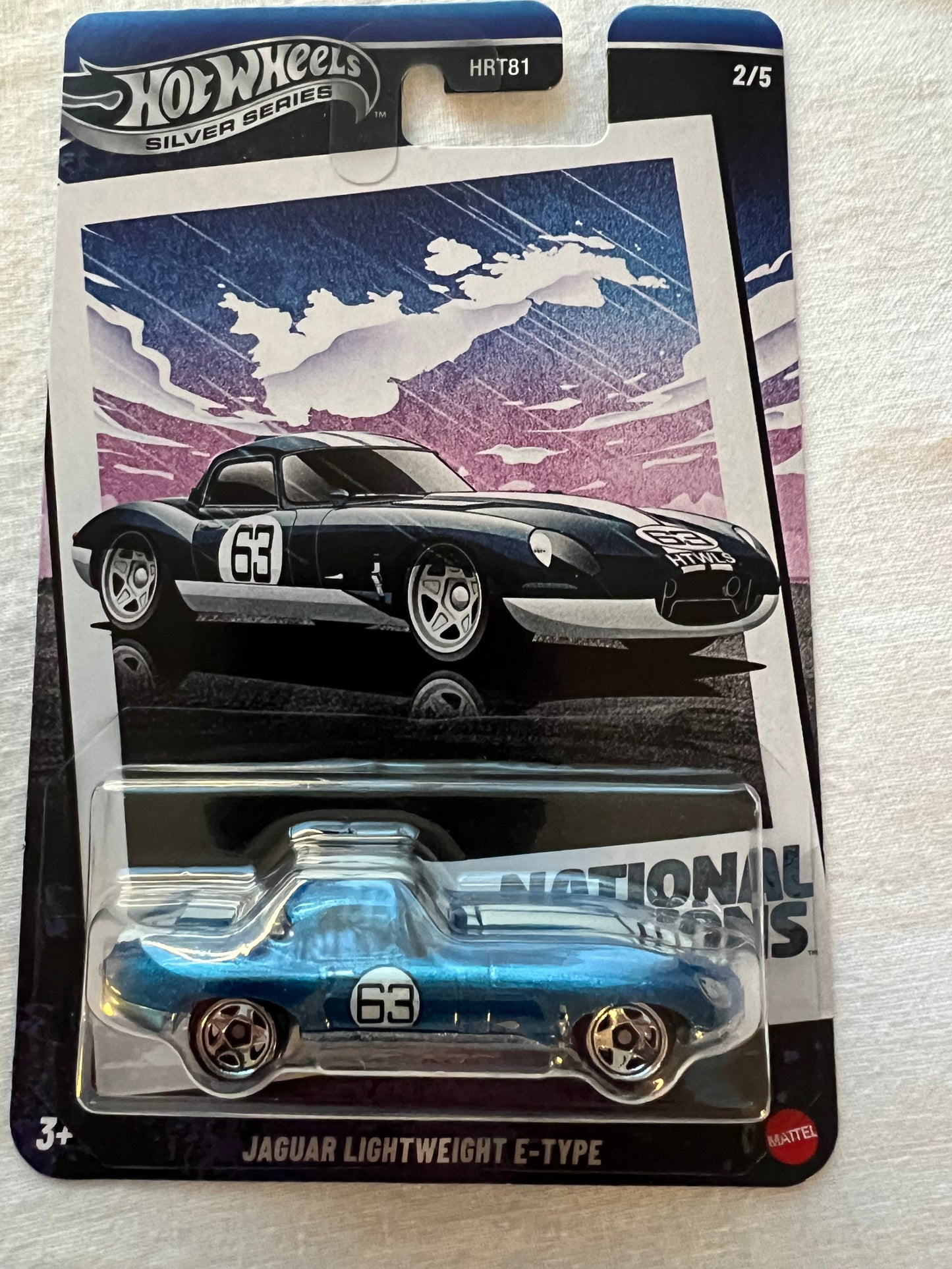 Hot Wheels Jaguar Lightweight E-Type – #63 – Silver Series 2025 – National Series 2/5 – Mint Card