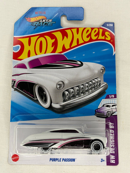 Hot Wheels Purple Passion – HW Designed By | 2023 | Card 5/250 | Clean Card | L. Mads Design