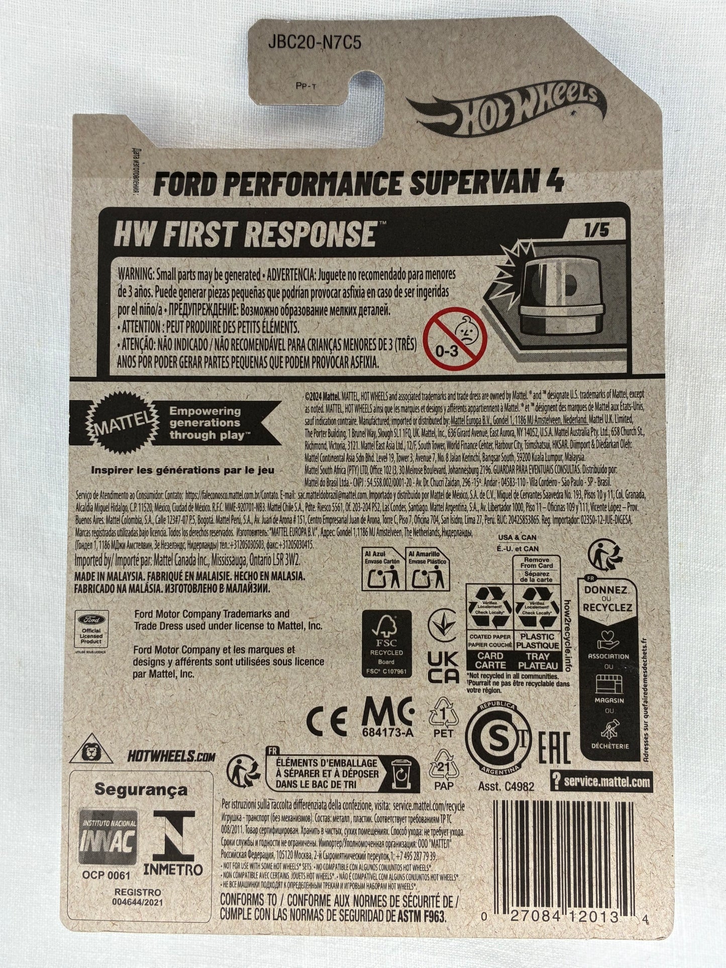 Hot Wheels Ford Performance SuperVan 4 – 2023 Treasure Hunt – HW First Response – 17/250 – Mint Card