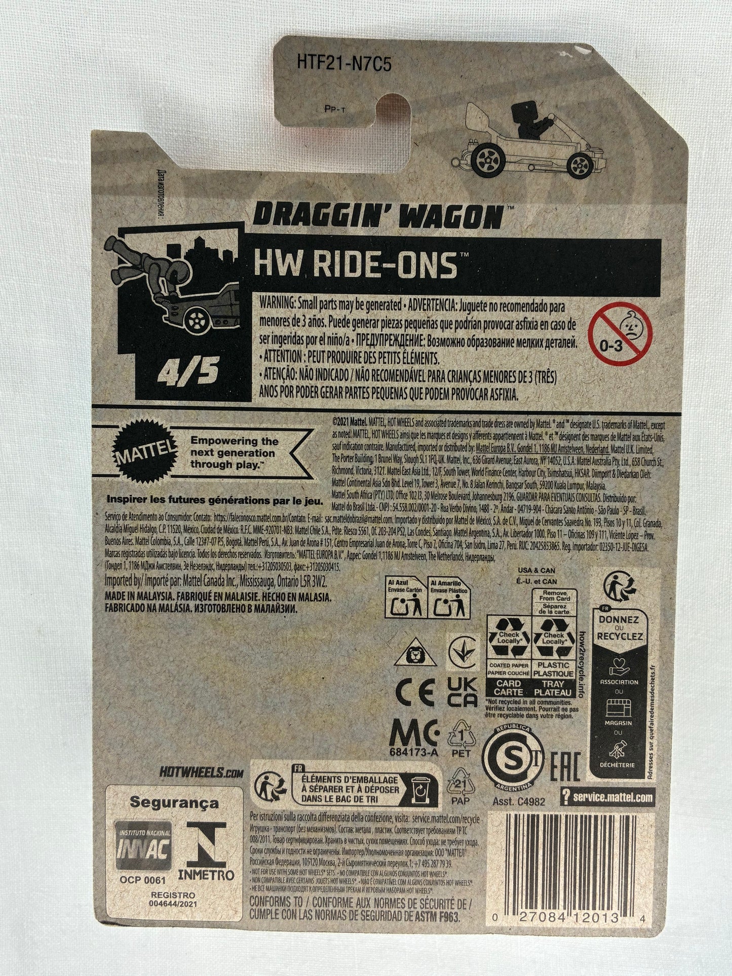 Hot Wheels Draggin’ Wagon – Treasure Hunt – HW Ride-Ons – 141/250 – Mint Card