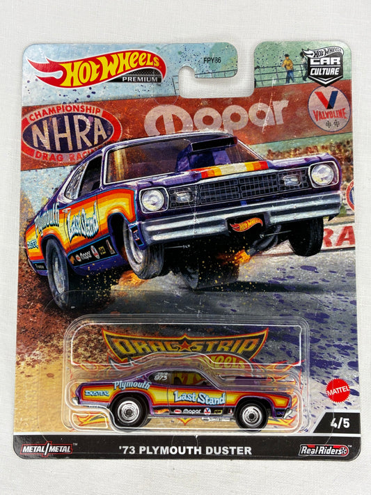 Hot Wheels Premium – ’73 Plymouth Duster “Last Stand” (Car Culture Drag Strip Demons | 4/5) – Mint Carded