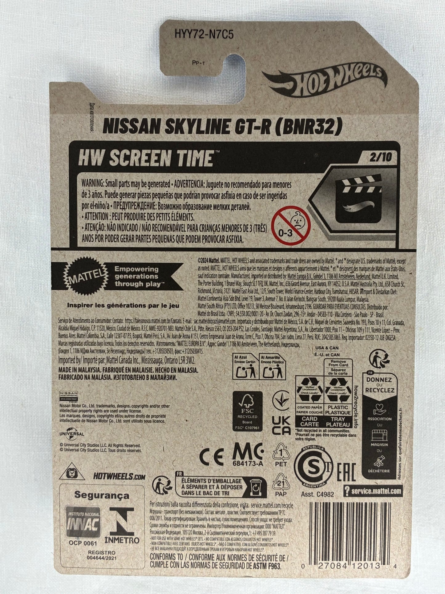 Hot Wheels Nissan Skyline GT-R (BNR32) 4/250 | Fast & Furious | Mint Card