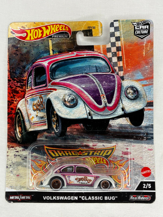 Hot Wheels Premium – Volkswagen “Classic Bug” | Drag Strip Demons | Real Riders | Mint Card