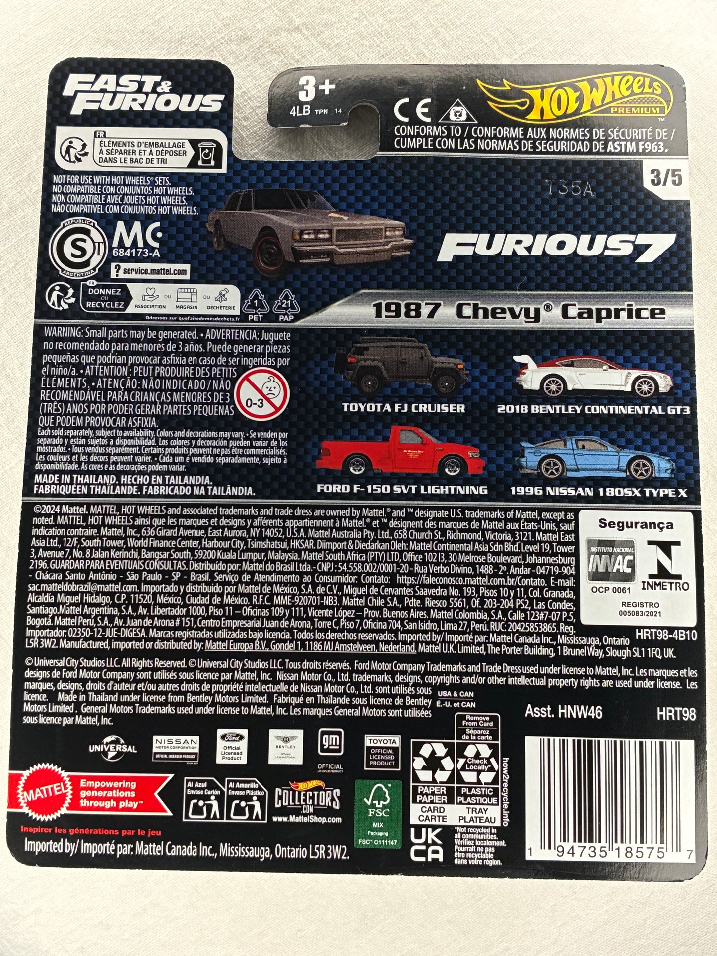 Hot Wheels Premium 1987 Chevy Caprice – Fast & Furious | Real Riders Metal/Metal